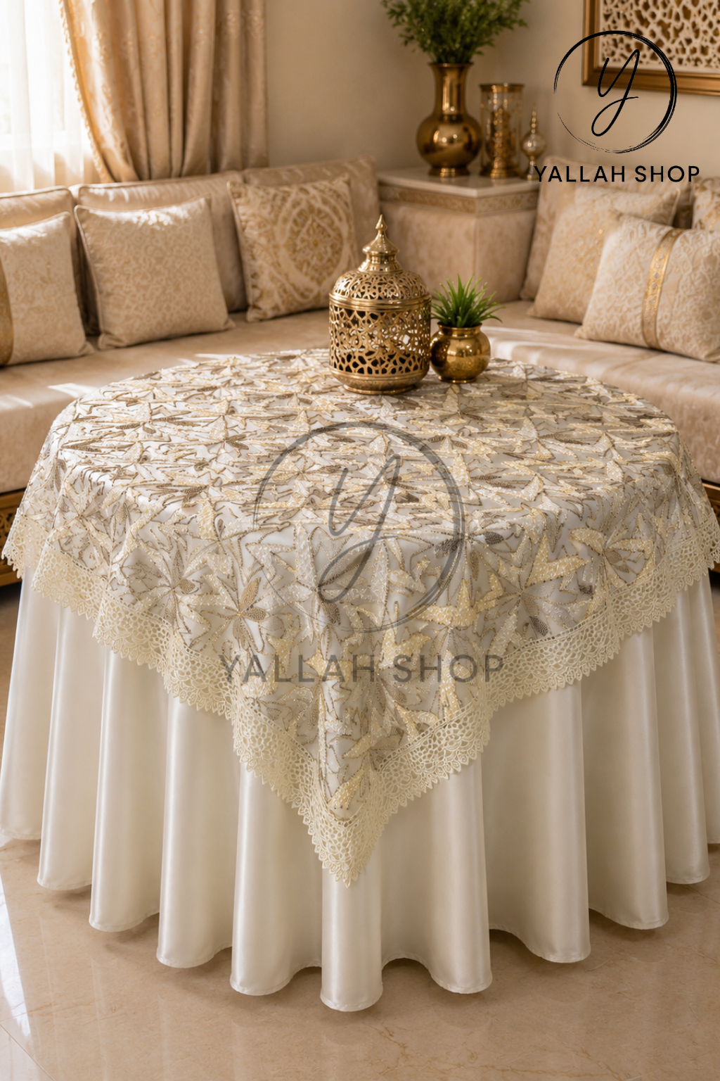 طقم مفرش طاولة فاخر Nappe de table 1M30/1M80